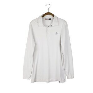 KJUS Soren Long Sleeve Polo Shirt White UPF 50+ Comfort Golf Mens 48/S